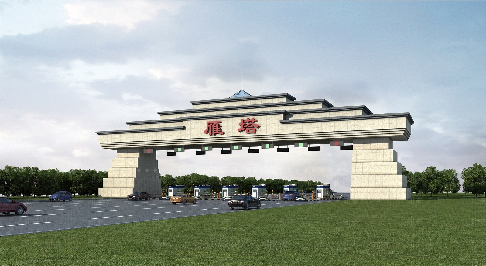新中式收费站3D模型下载【ID:1116187168】
