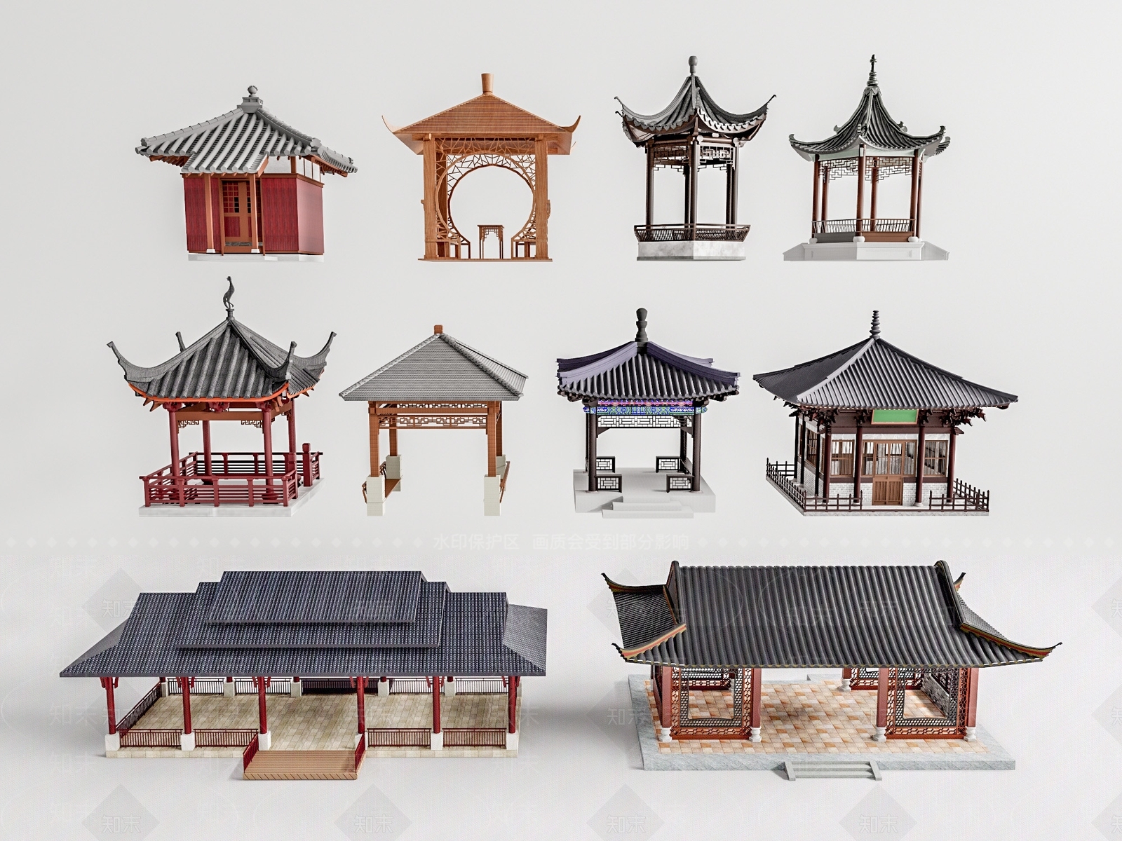 中式亭子3D模型下载【ID:1116193204】