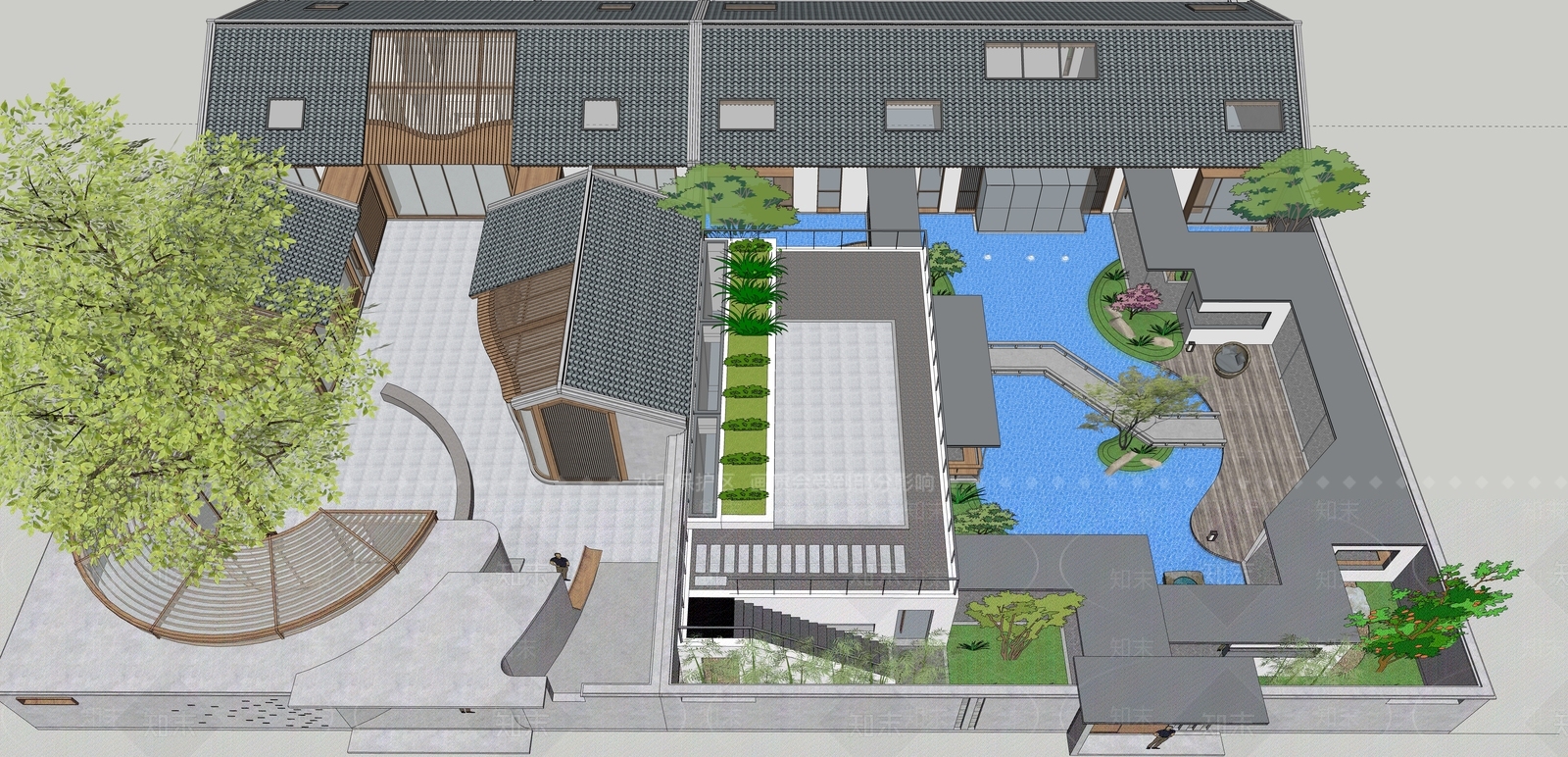 新中式北京四合院SU模型下载【ID:1116195038】