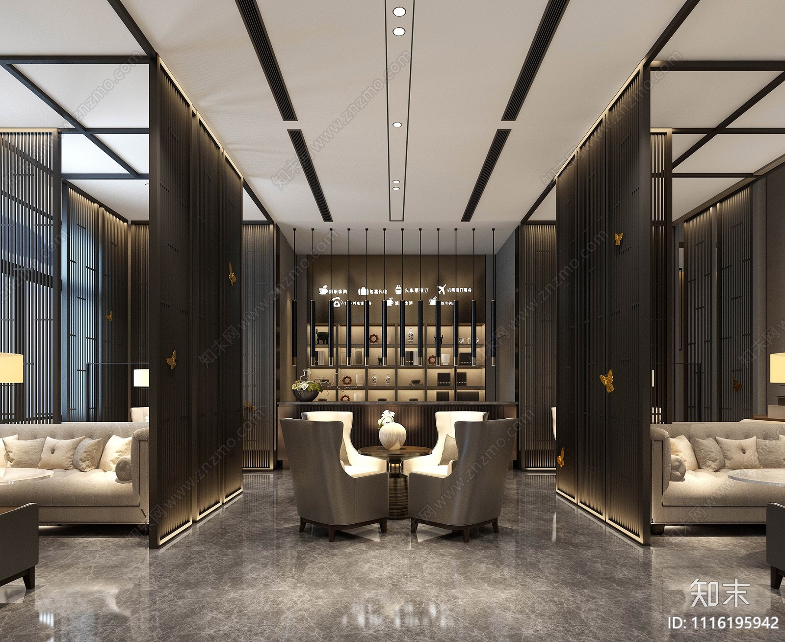 售楼部施工图效果图cad施工图下载【ID:1116195942】