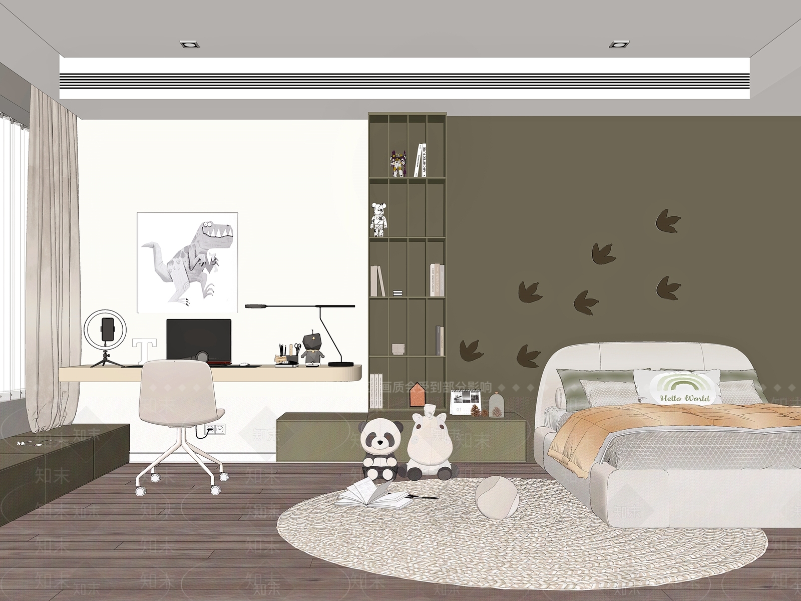 现代通用儿童房SU模型下载【ID:1116196703】