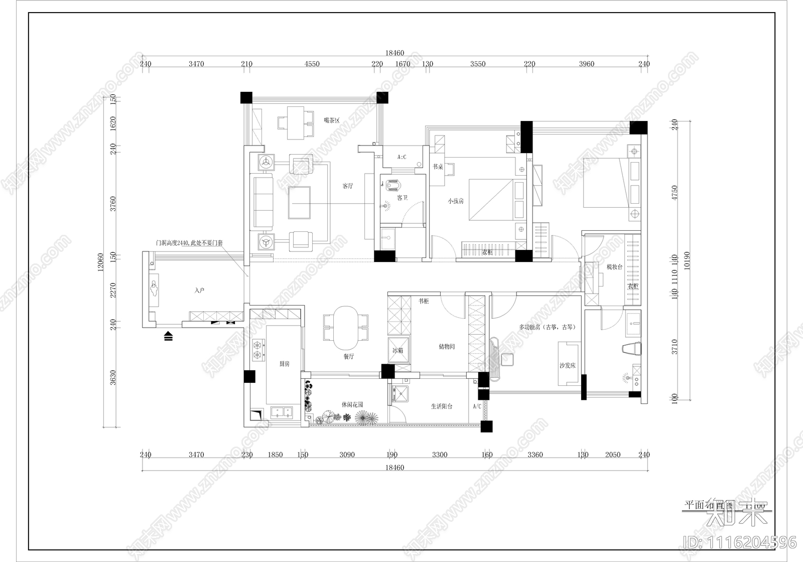 150平新中式轻奢风格家装空间cad施工图下载【ID:1116204596】