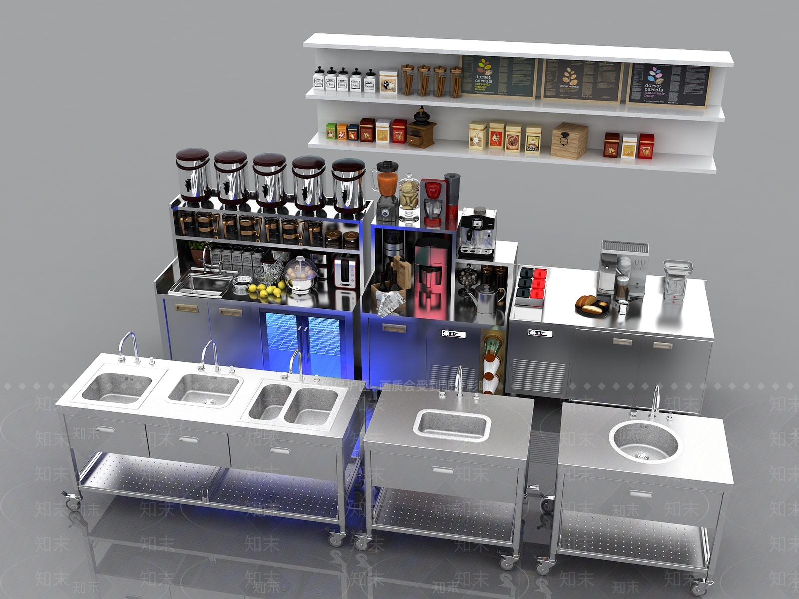 现代奶茶店操作台3D模型下载【ID:1116205794】