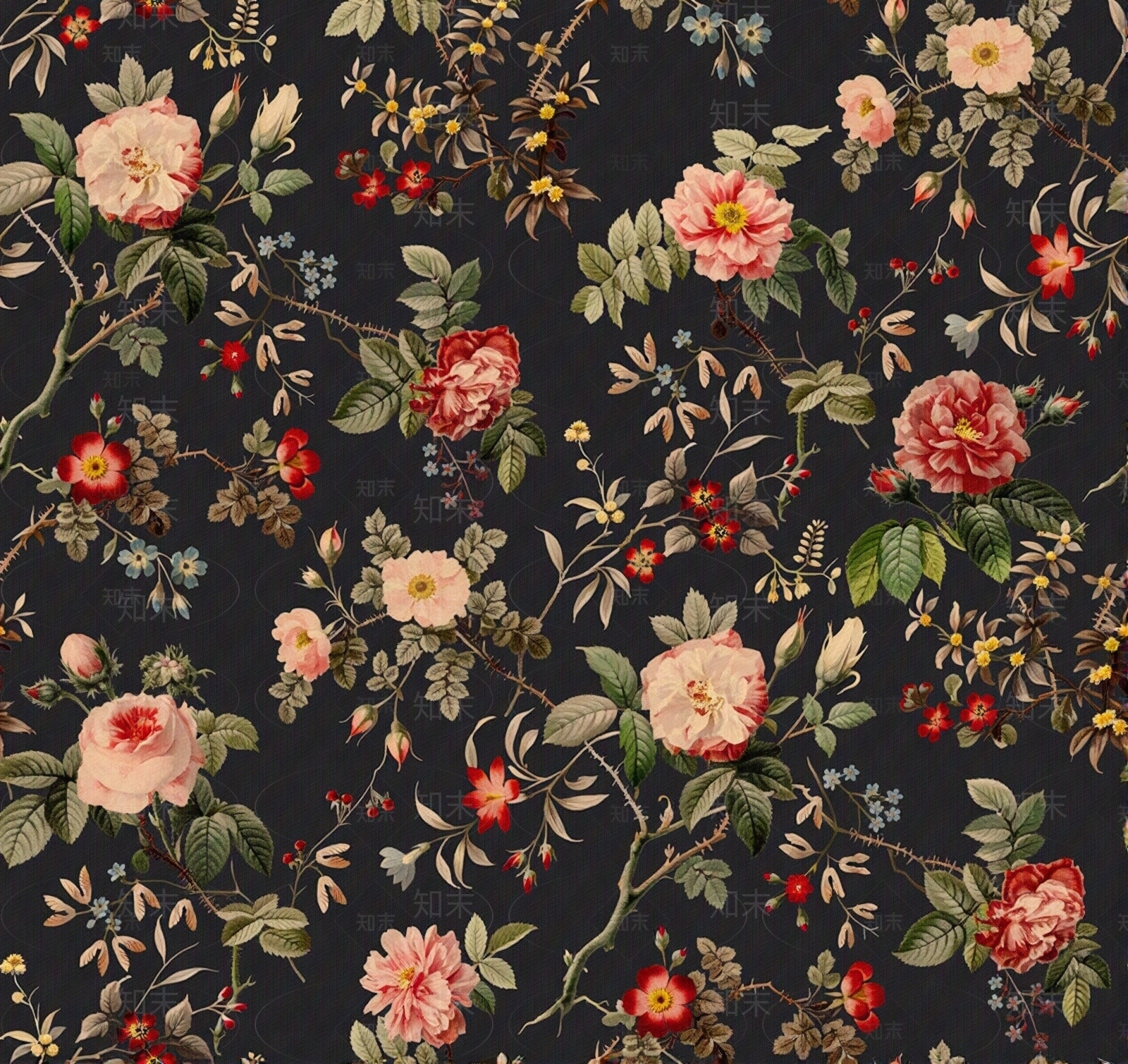 深色系花纹壁纸贴图下载【ID:1195361436】