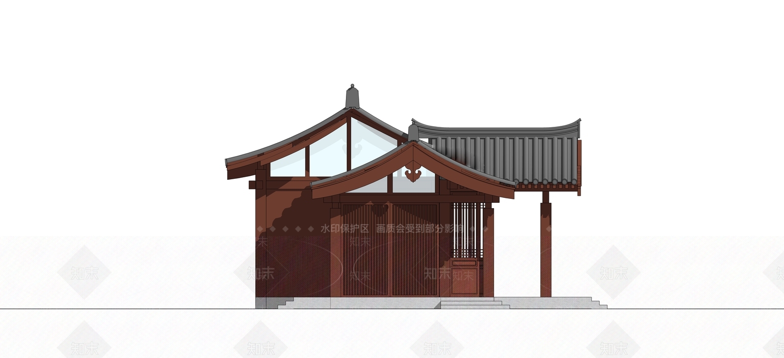 中式园林驿站SU模型下载【ID:1116209519】