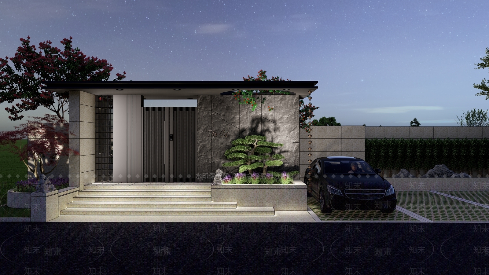 现代庭院大门SU模型下载【ID:1116214875】