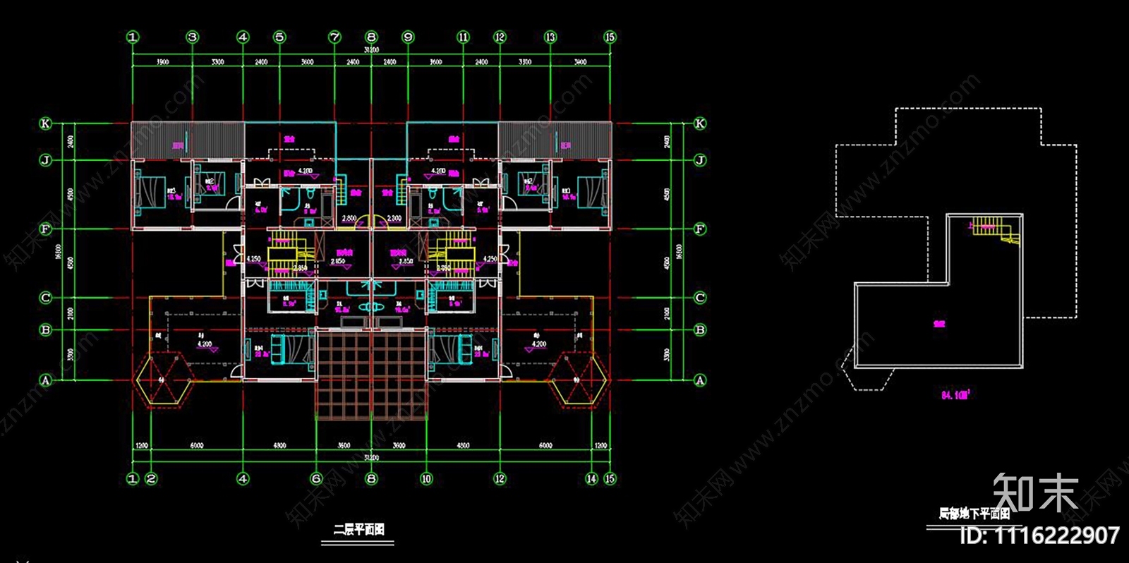 中式别墅建筑CAD施工图施工图下载【ID:1116222907】