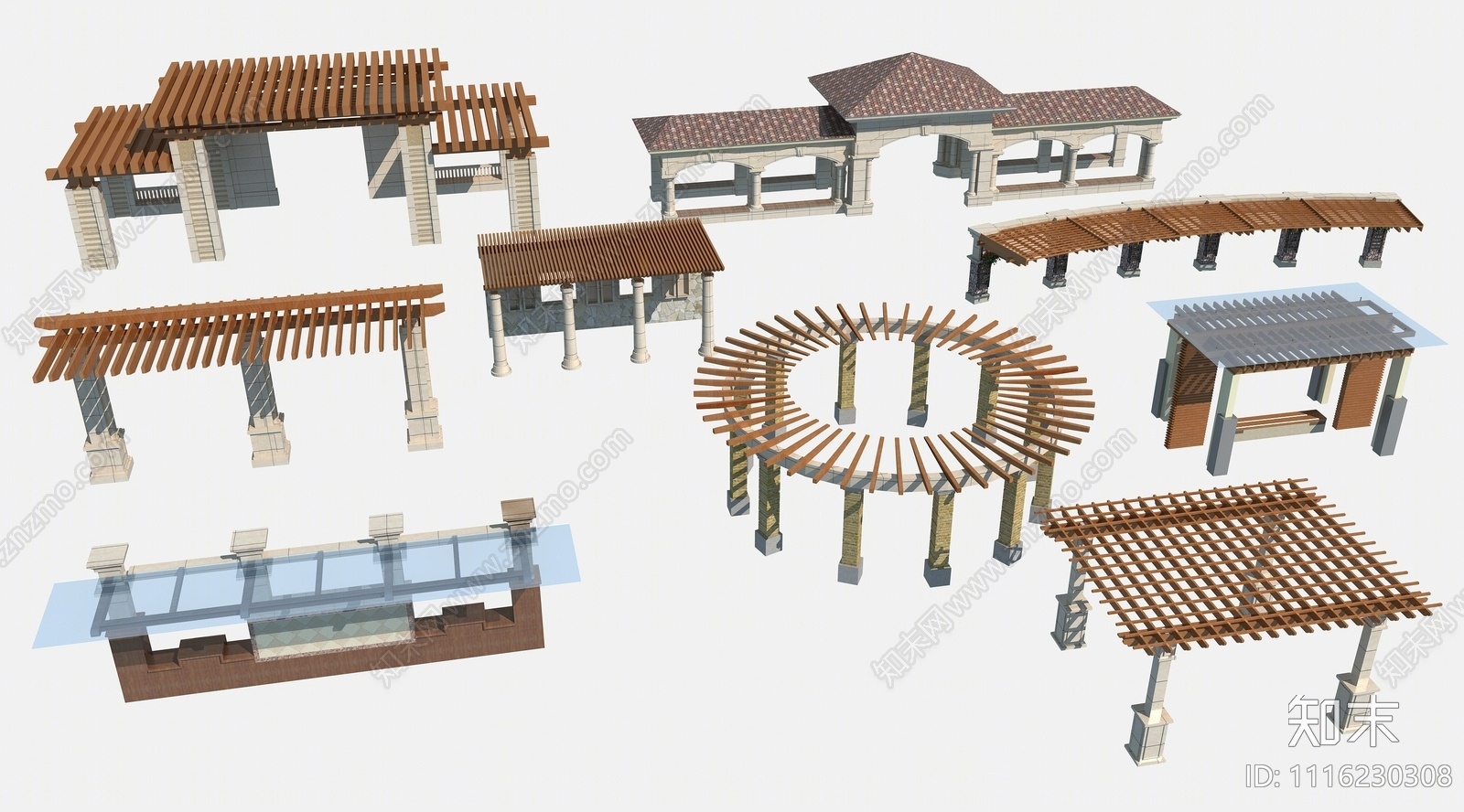 简欧廊架3D模型下载【ID:1116230308】