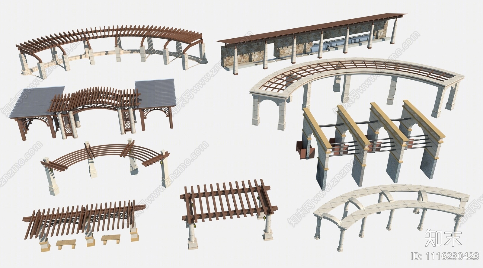 简欧廊架3D模型下载【ID:1116230423】