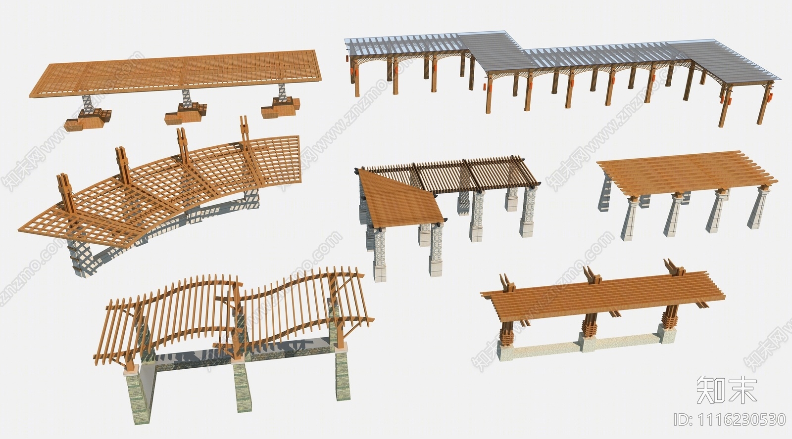 现代廊架3D模型下载【ID:1116230530】