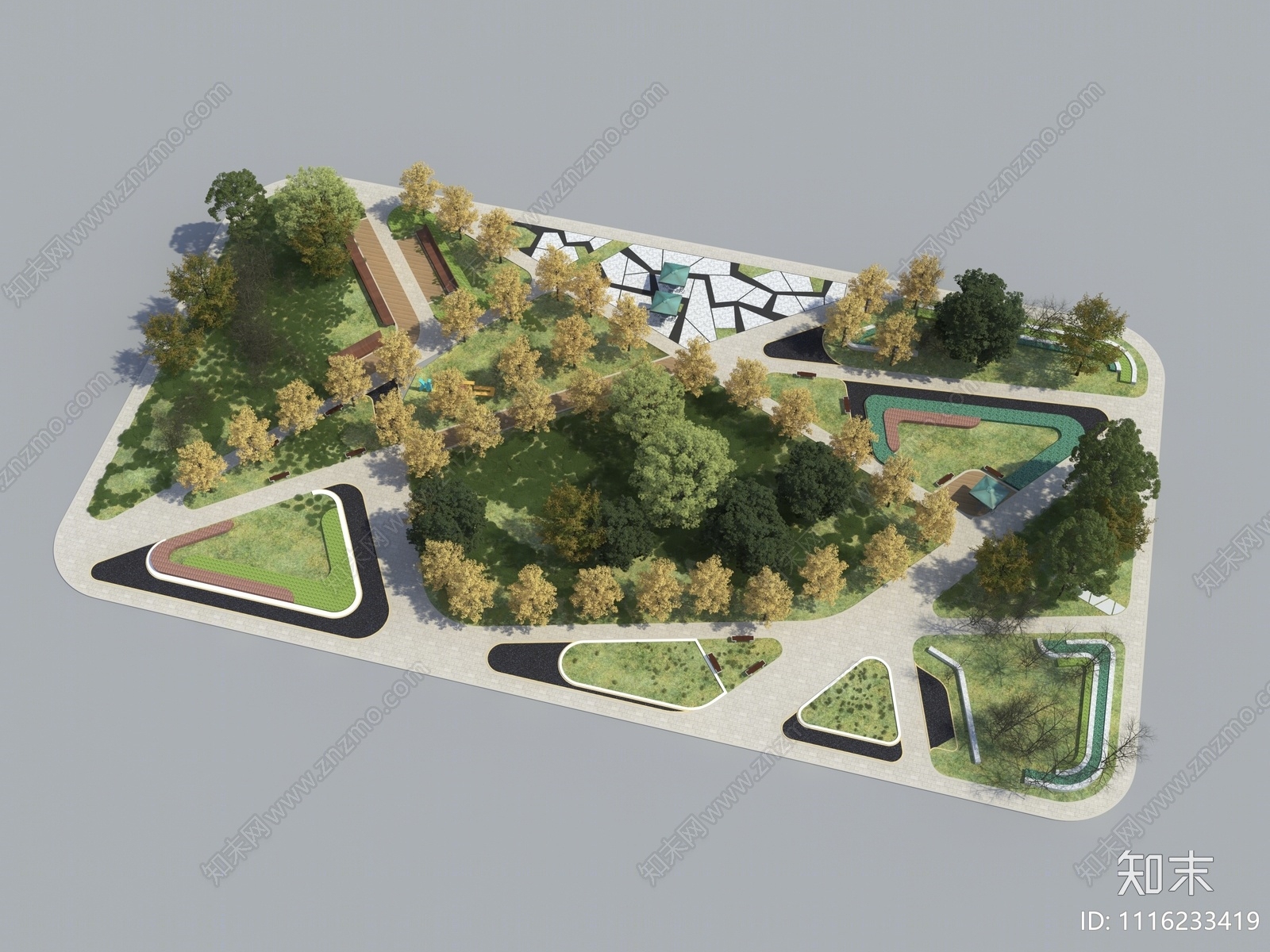 现代公园景观3D模型下载【ID:1116233419】_知末3d模型网