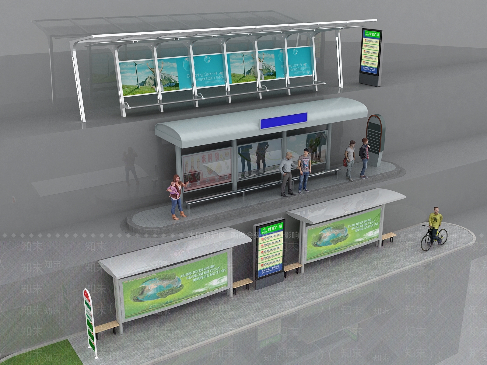 现代公交站台3D模型下载【ID:1116234267】