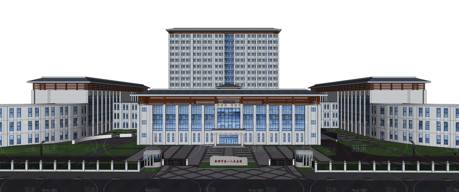 现代医院建筑SU模型下载【ID:1116237141】