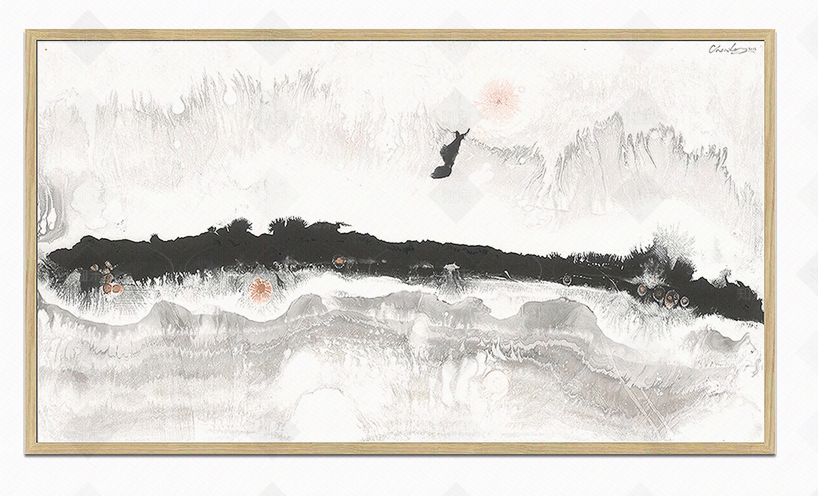 新中式抽象水墨装饰画挂画贴图贴图下载【ID:1116494958】