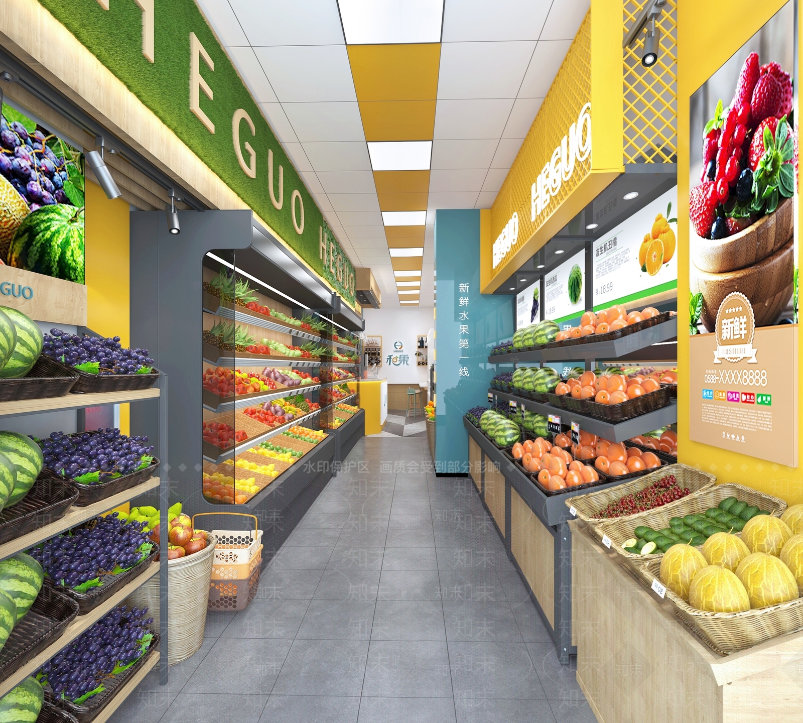 现代水果店3D模型下载【ID:1116244519】
