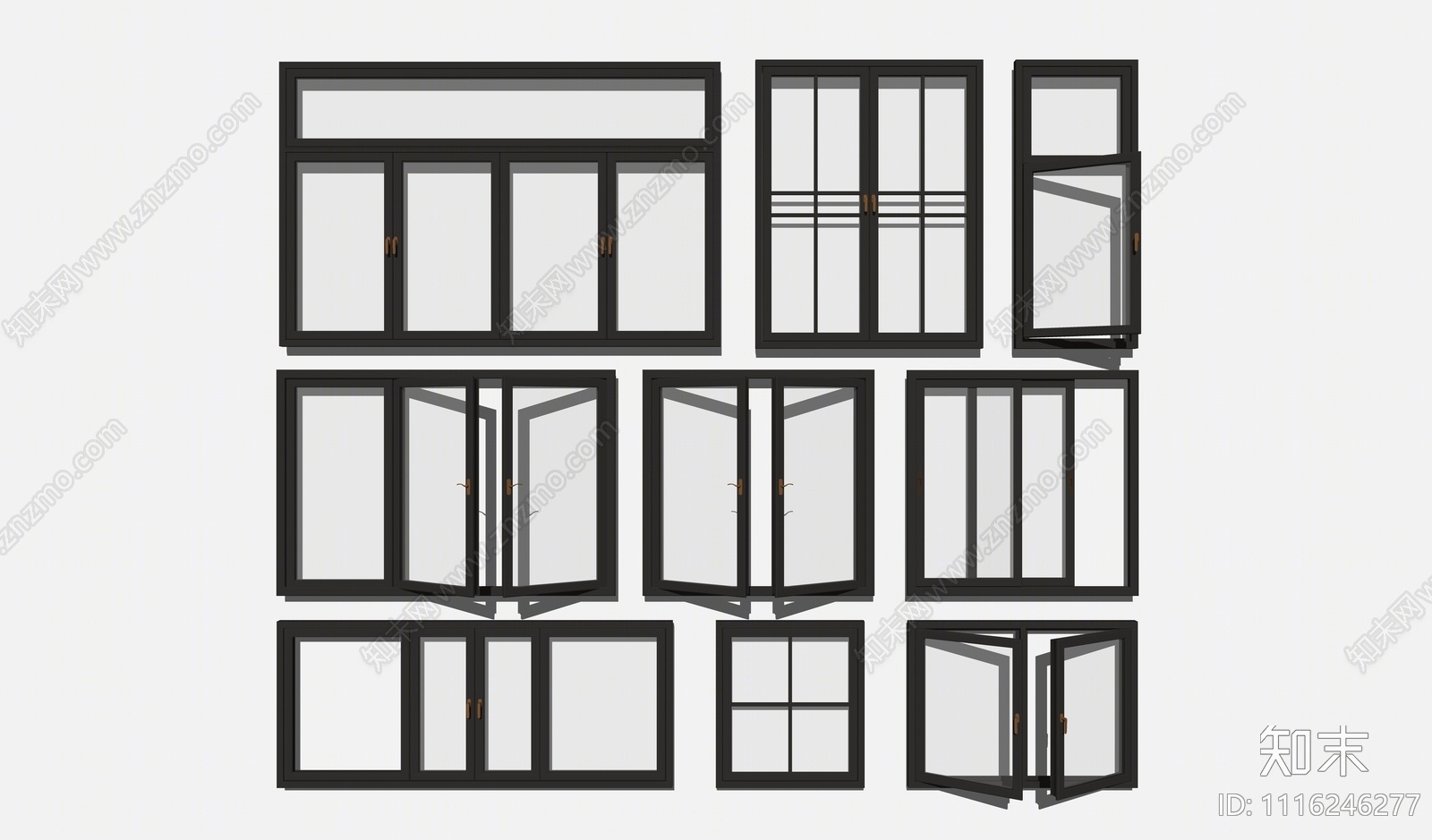 现代窗户组合SU模型下载【ID:1116246277】