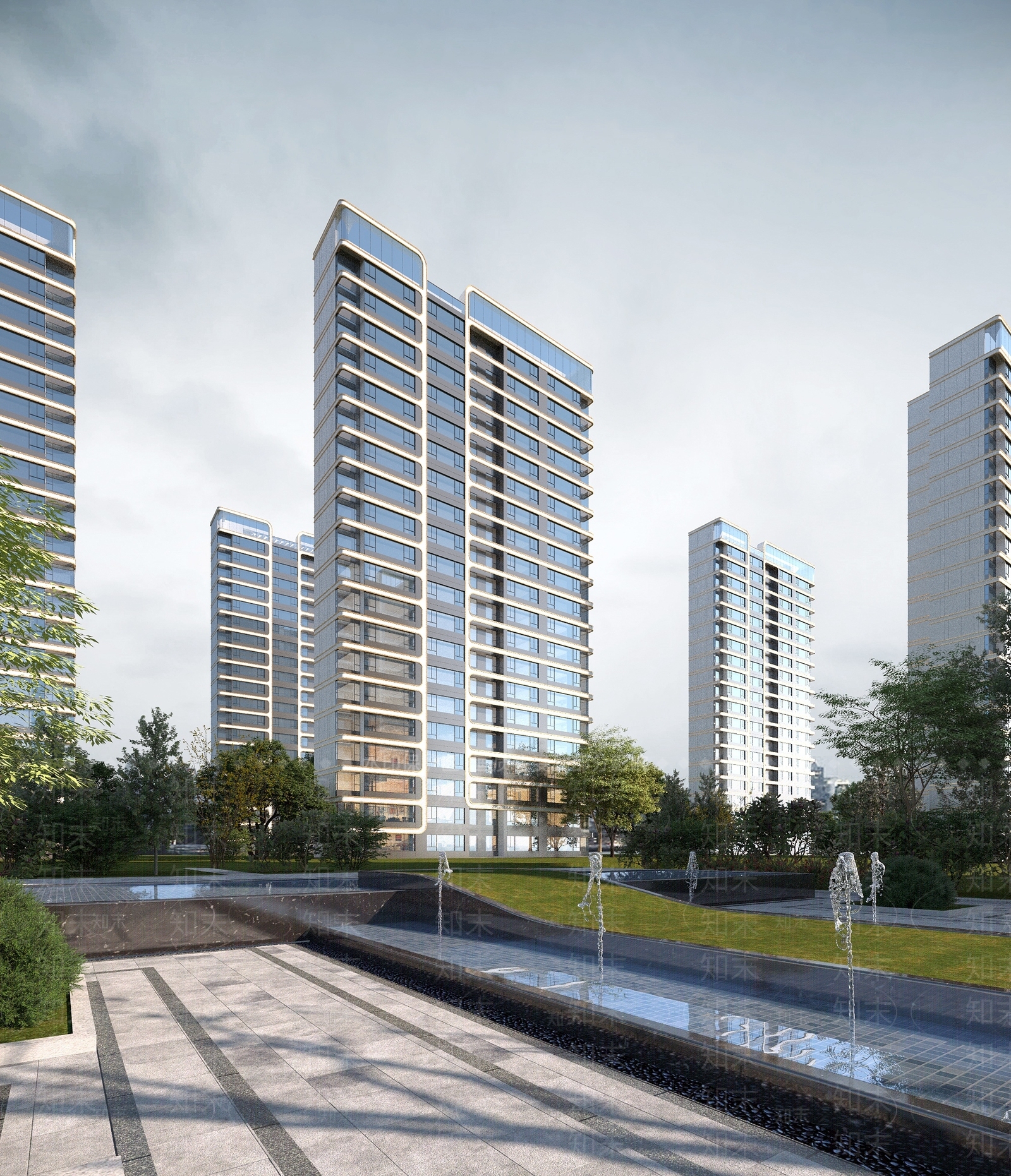 现代高层住宅外观3D模型下载【ID:1116259612】