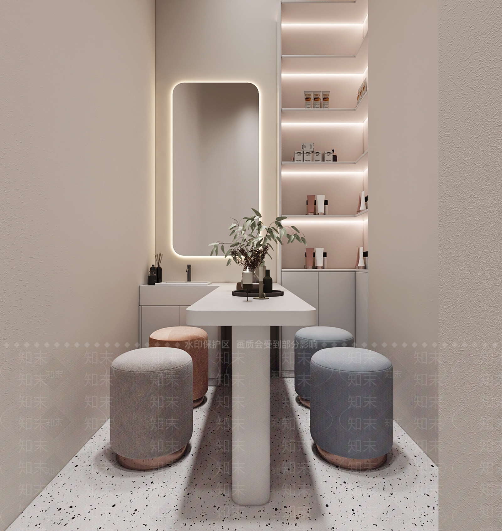 现代美甲店铺3D模型下载【ID:1116261311】