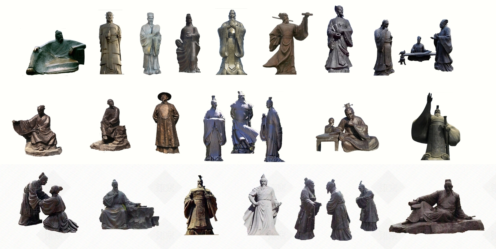 2D中式人物雕塑SU模型下载【ID:1116262420】