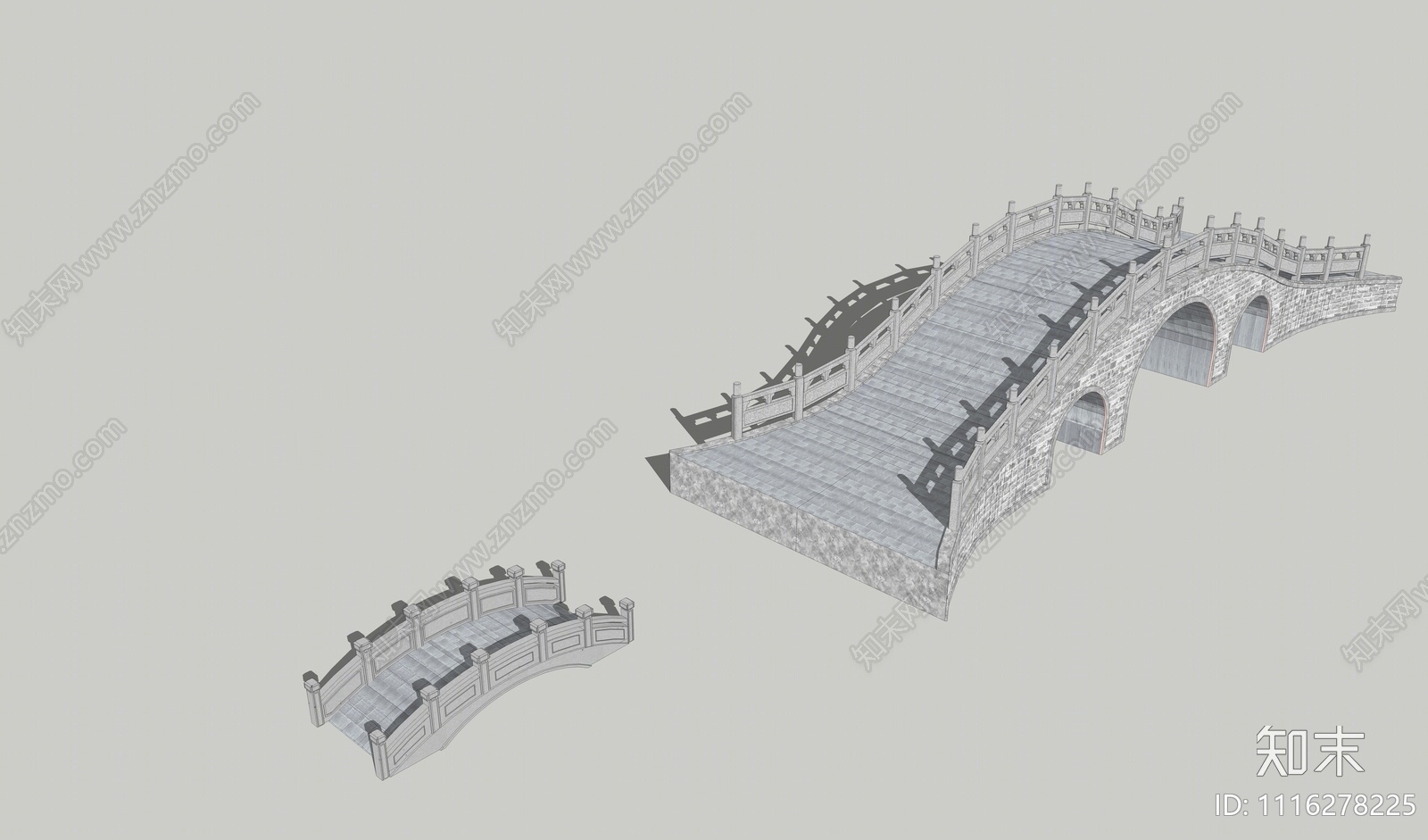 中式石拱桥SU模型下载【ID:1116278225】