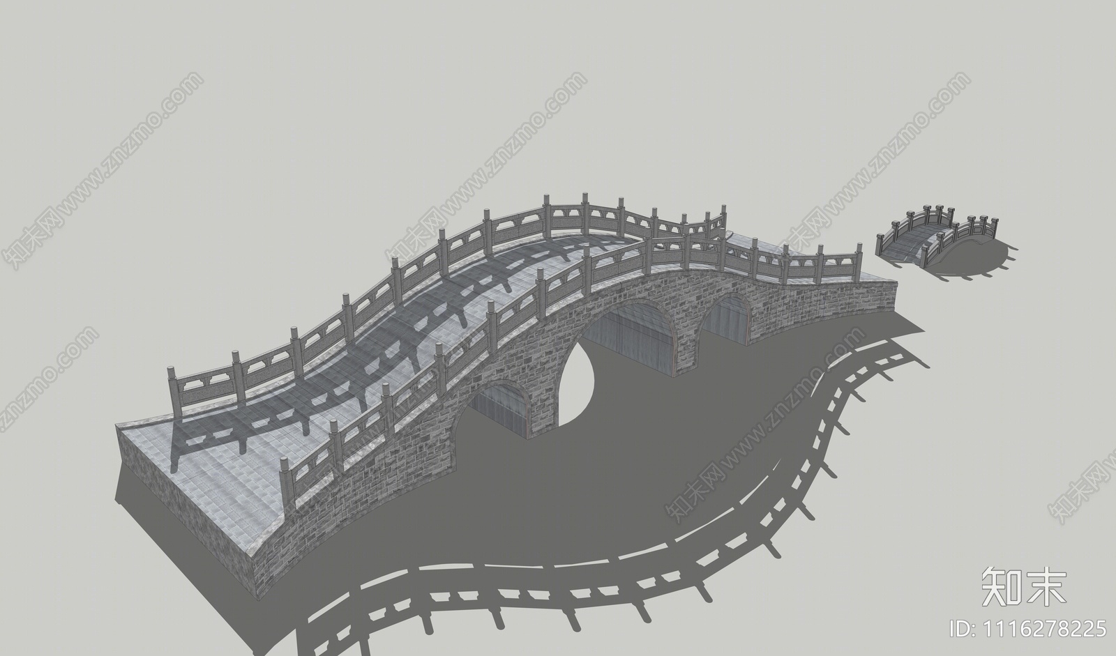 中式石拱桥SU模型下载【ID:1116278225】