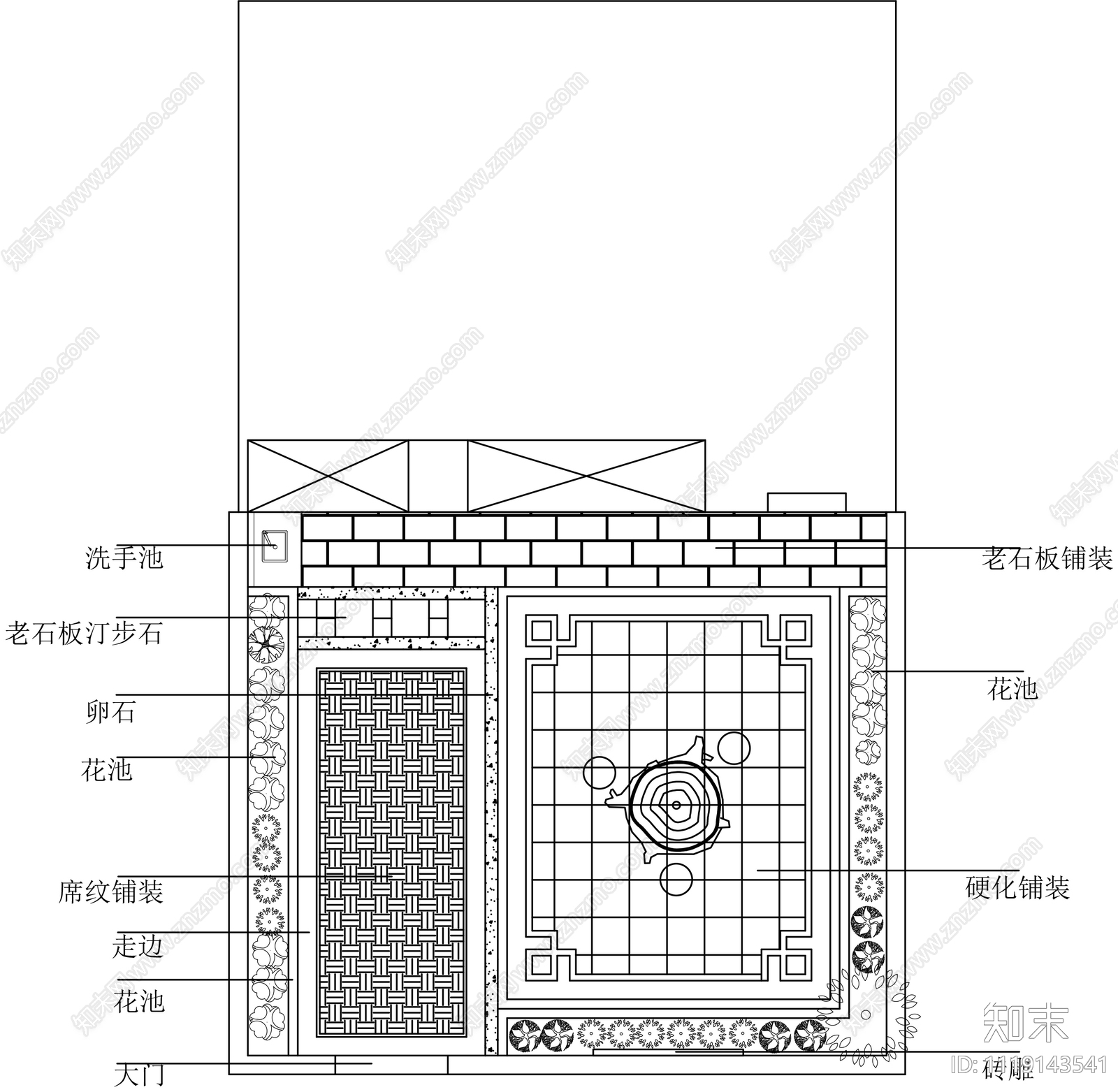 新中式庭院景观平面方案cad施工图下载【ID:1119143541】