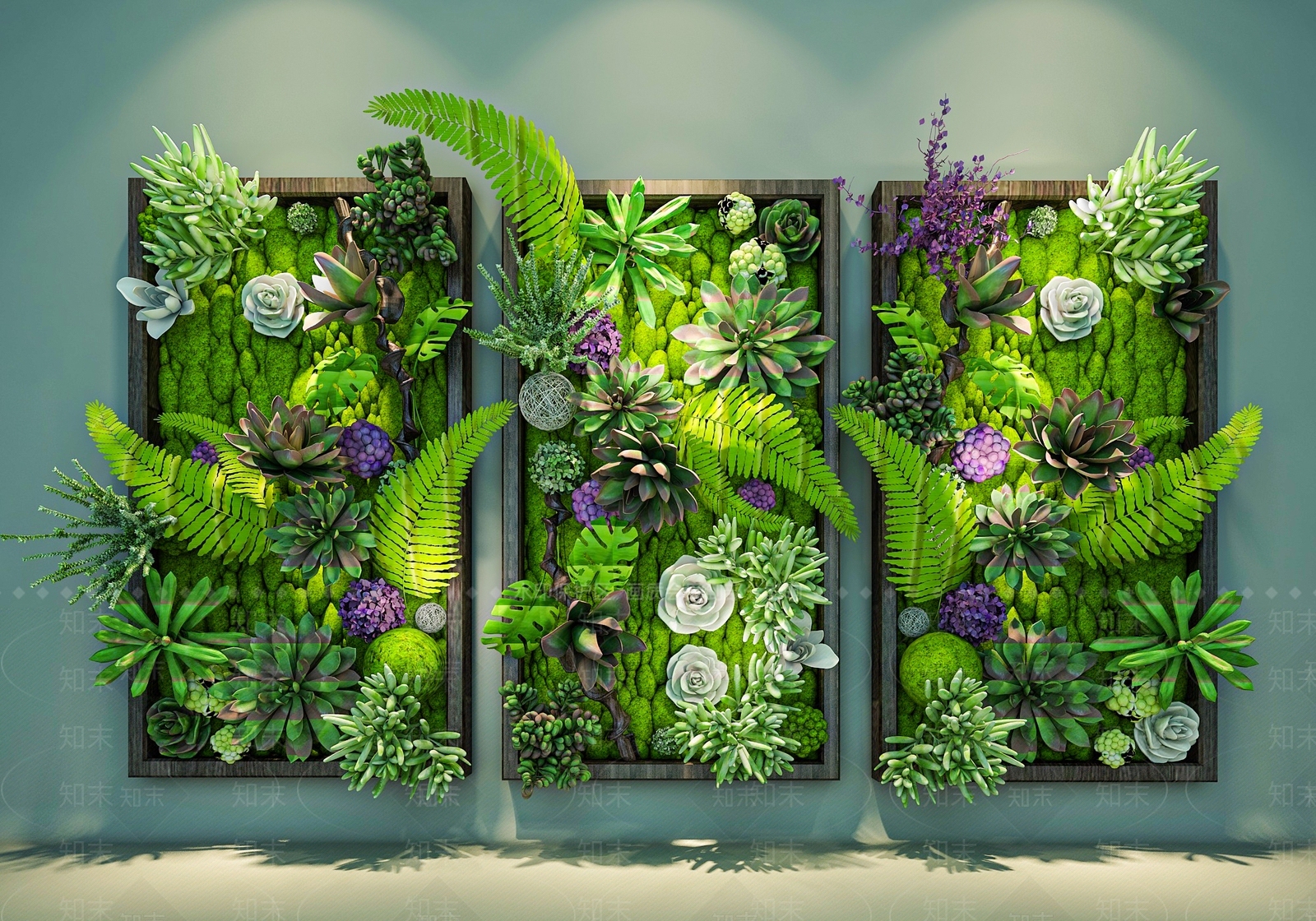 多肉植物墙3D模型下载【ID:1116281183】