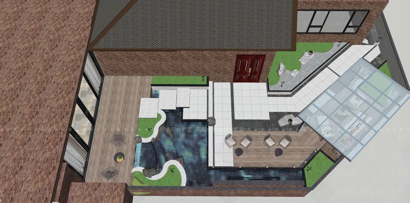 现代屋顶花园SU模型下载【ID:1116288124】
