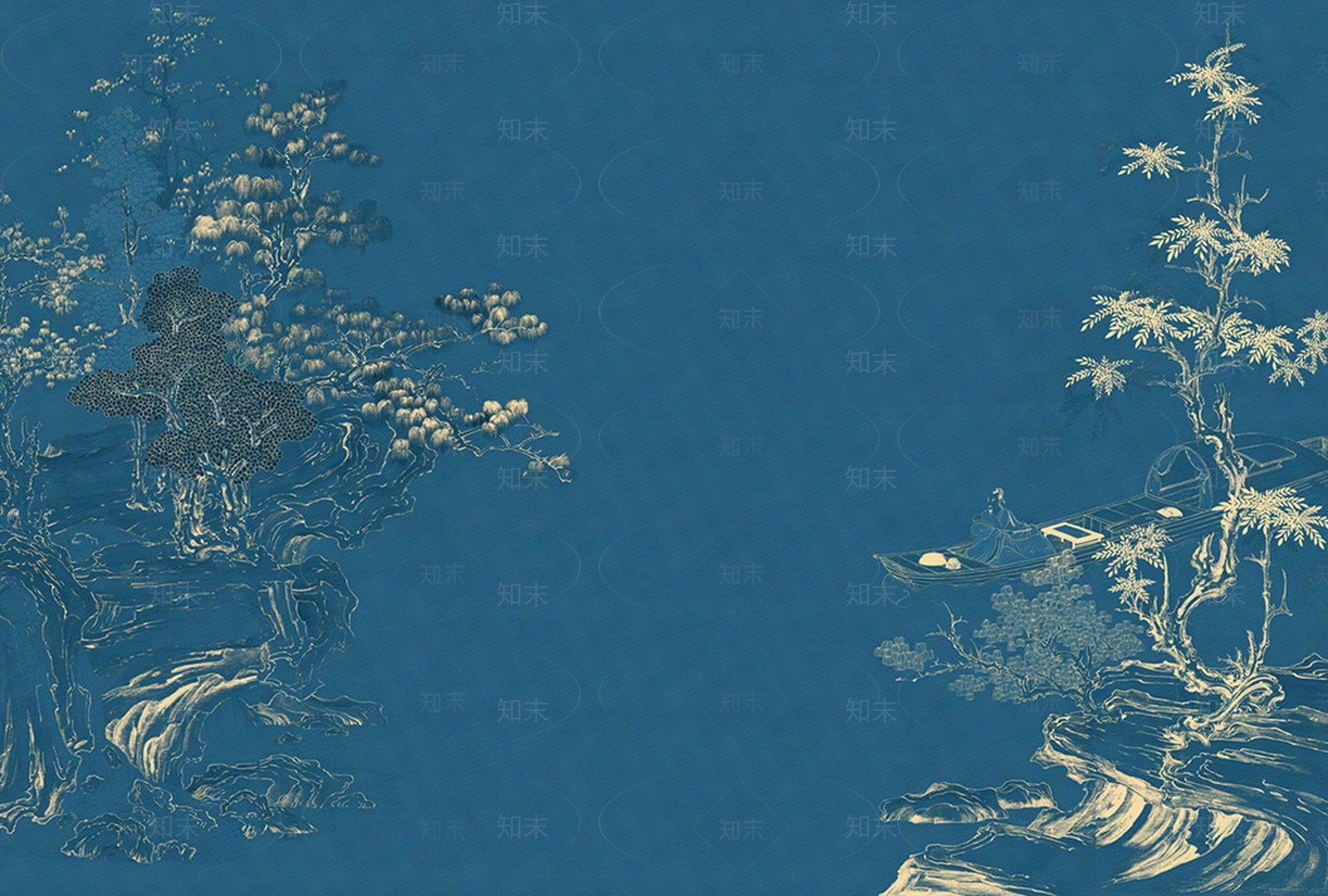 新中式船树枝壁画贴图下载【ID:1116293451】