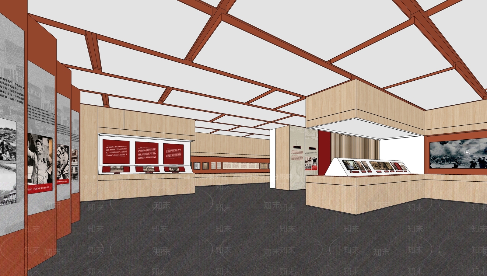 现代党建展厅SU模型下载【ID:1116295946】