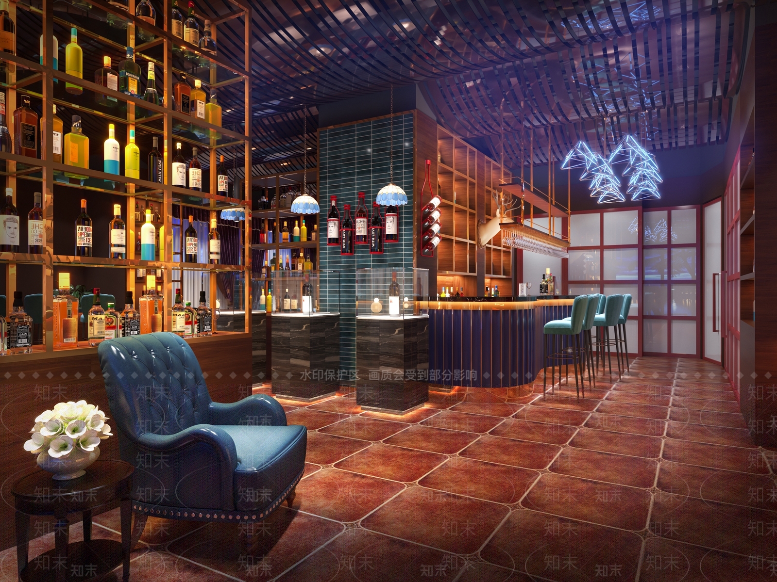美式酒吧3D模型下载【ID:1116300031】