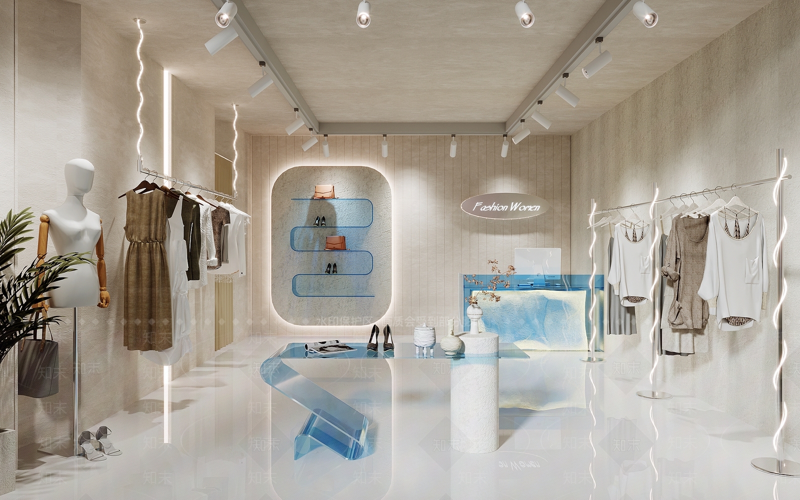 侘寂风服装店SU模型下载【ID:1116303978】
