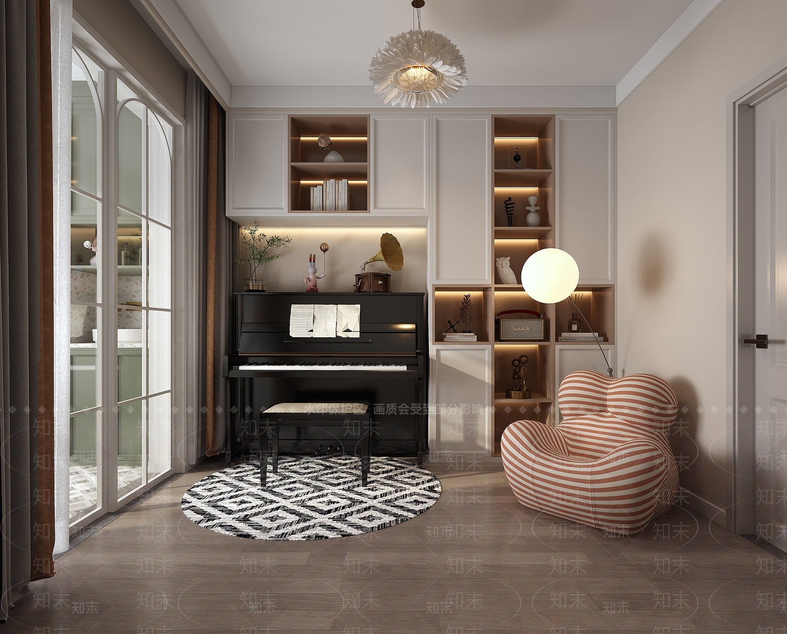 现代钢琴房3D模型下载【ID:1116312103】