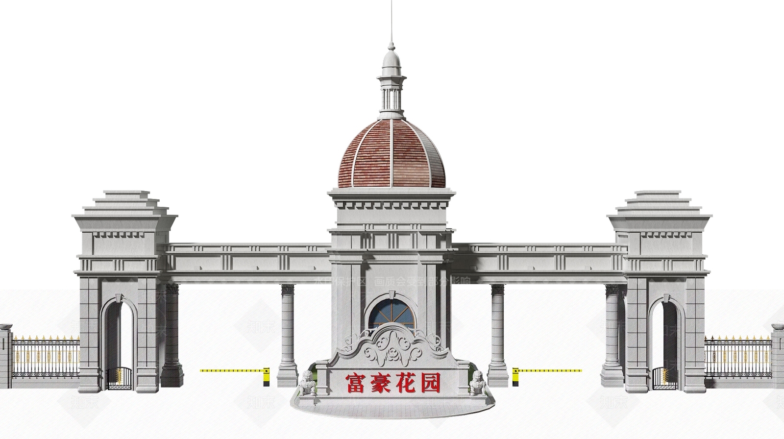 欧式古典入口大门3D模型下载【ID:1116312316】