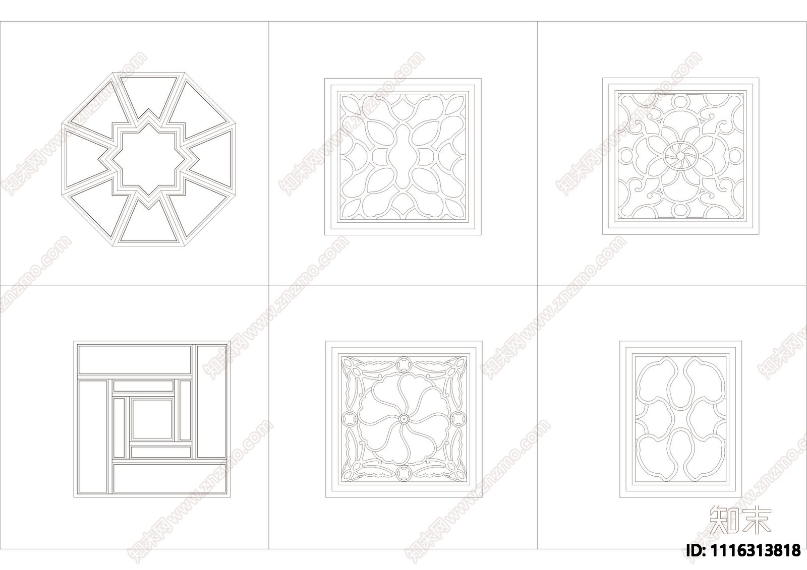 仿古窗漏窗图CAD施工图cad施工图下载【ID:1116313818】