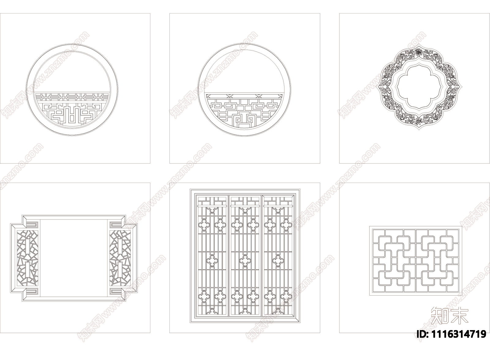 建筑常用漏窗图库CAD施工图施工图下载【ID:1116314719】