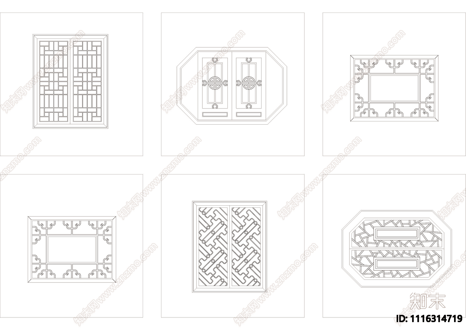 建筑常用漏窗图库CAD施工图施工图下载【ID:1116314719】