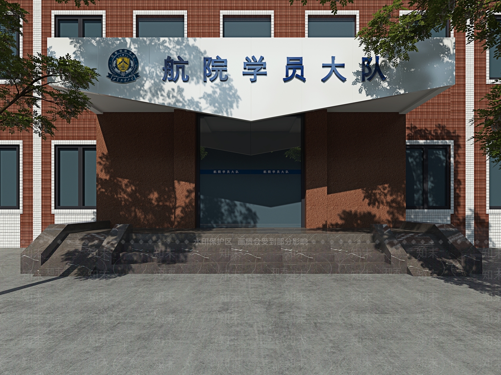 现代学校入口大门3D模型下载【ID:1116328566】