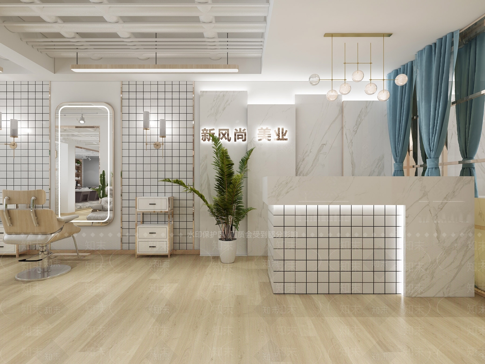 现代美发店3D模型下载【ID:1116323761】