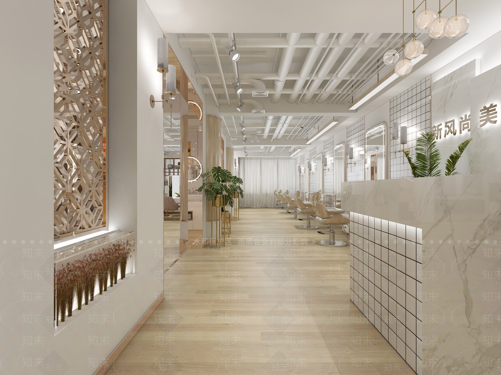 现代美发店3D模型下载【ID:1116323761】