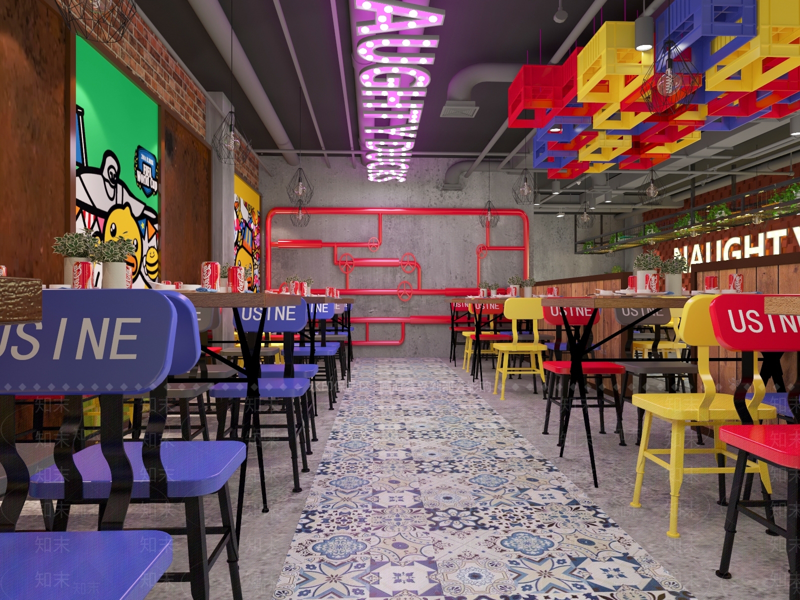 工业风快餐厅3D模型下载【ID:1116352515】