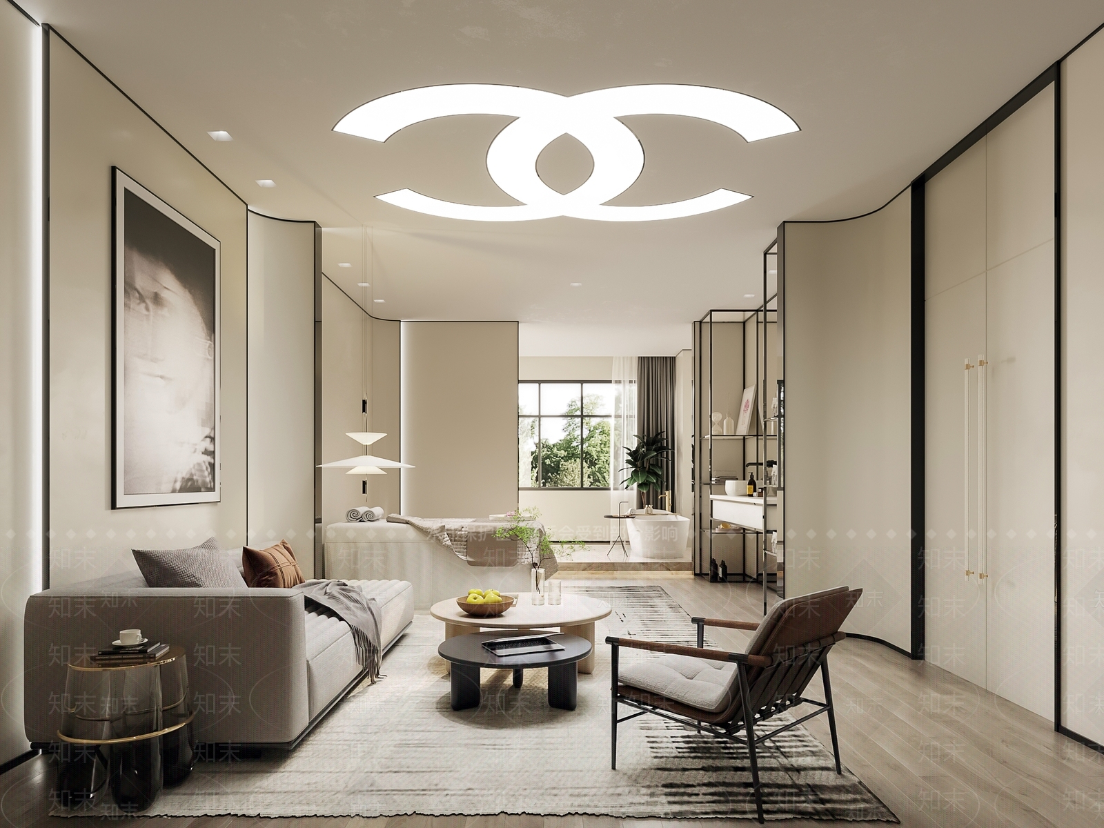 现代香奈儿主题酒店客房3D模型下载【ID:1116339591】