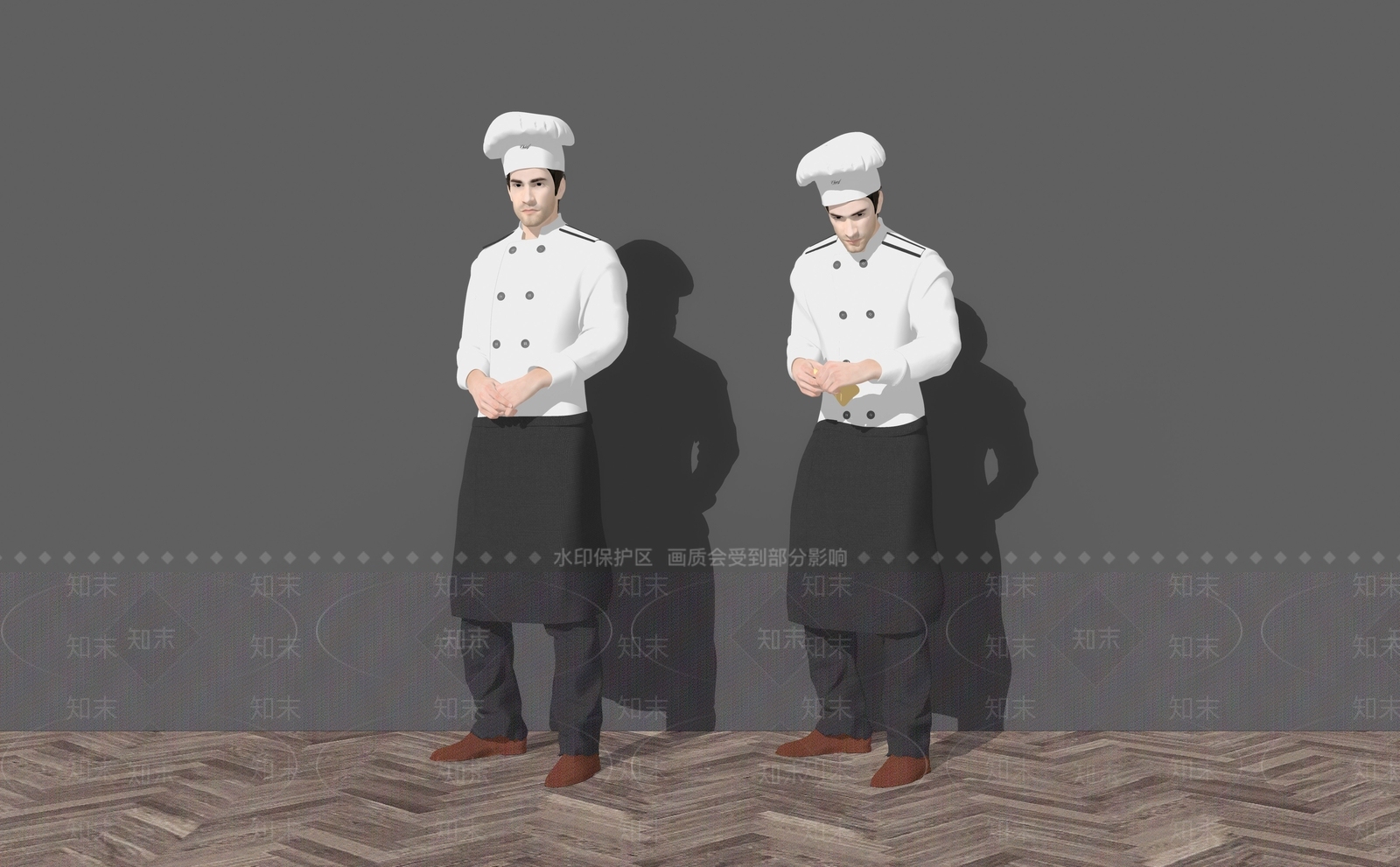 现代人物饭店厨师SU模型下载【ID:1116344520】