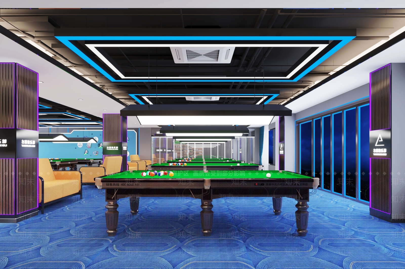 现代台球室3D模型下载【ID:1116346206】