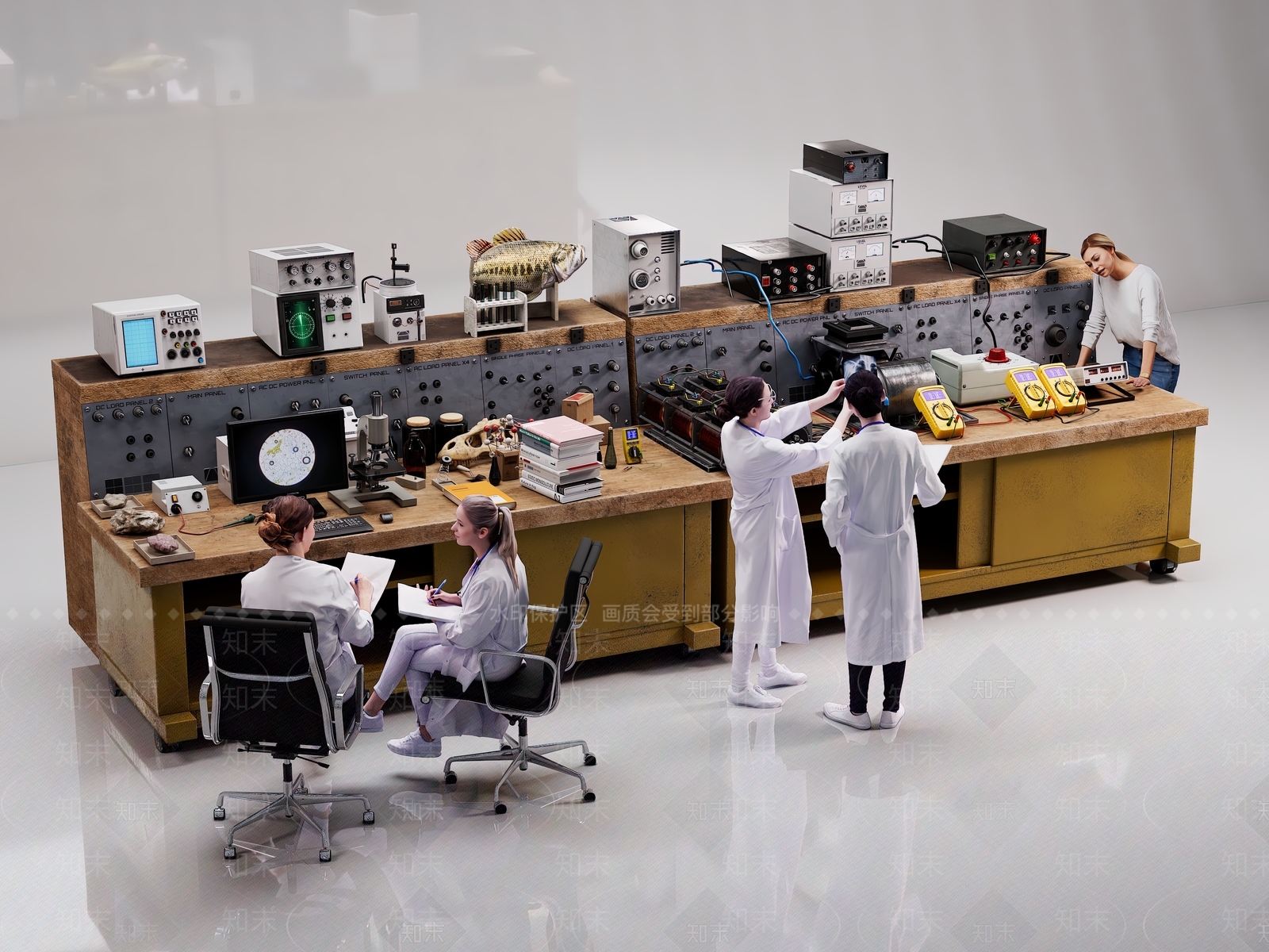 现代实验室设备3D模型下载【ID:1116347218】