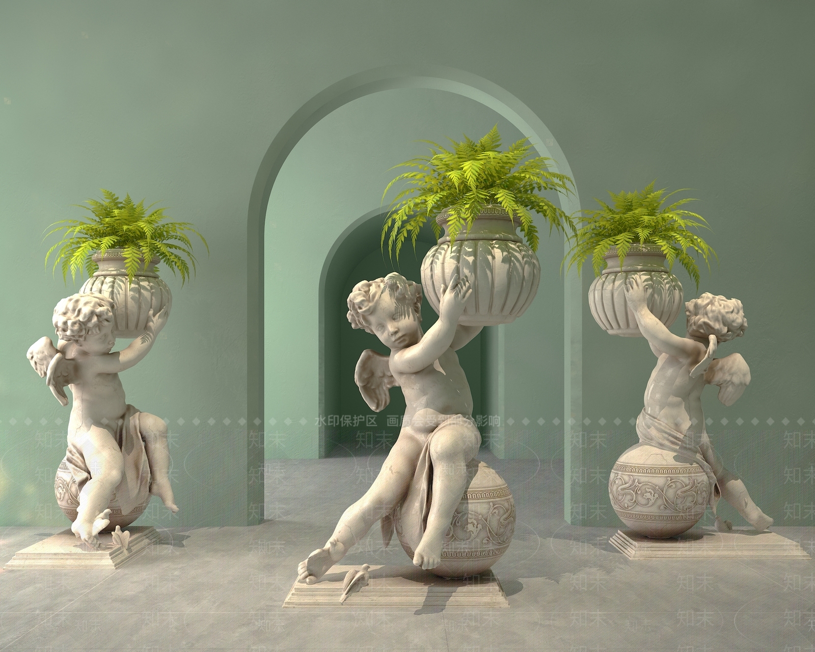 欧式古典天使雕塑3D模型下载【ID:1116347775】