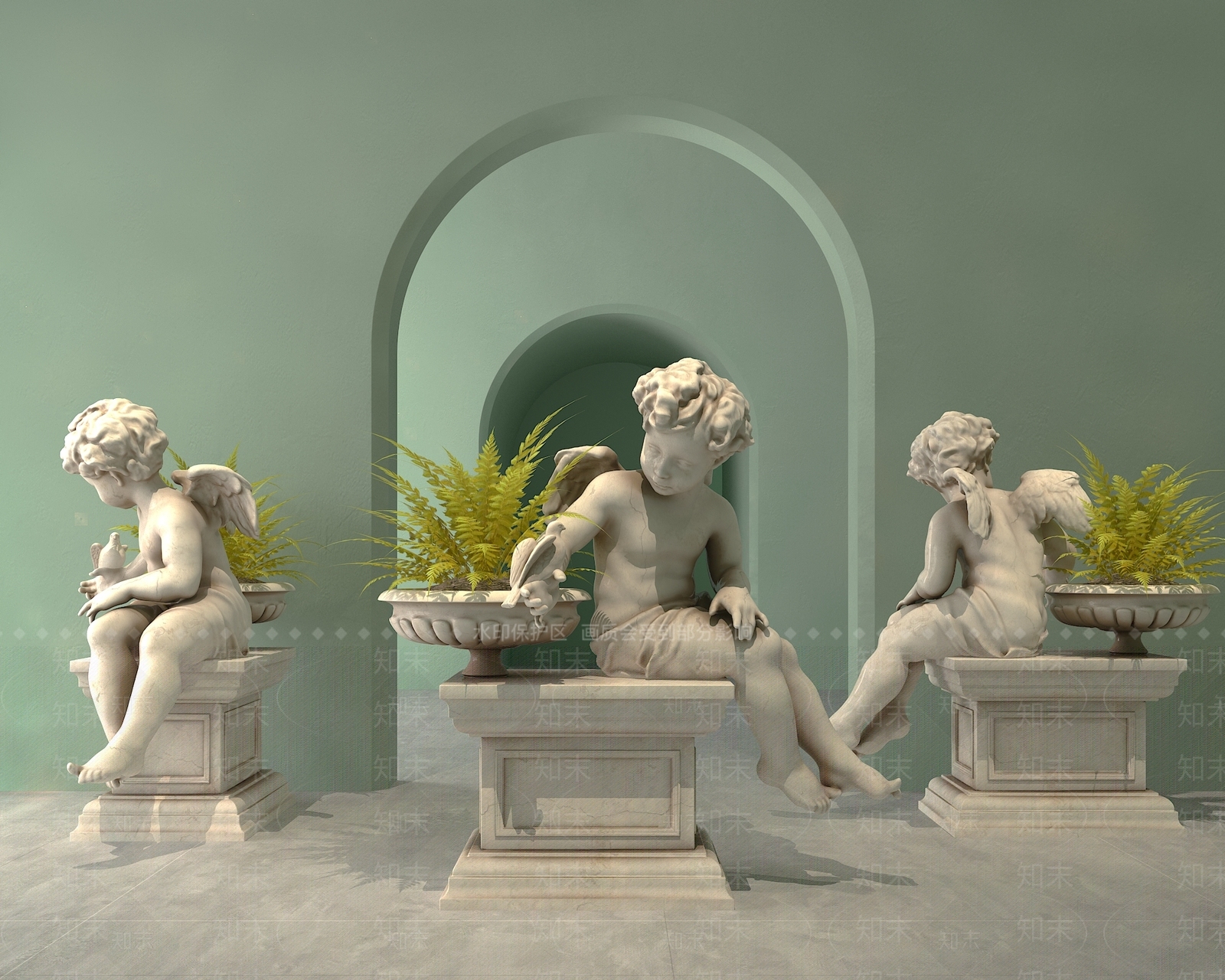 欧式古典天使雕塑3D模型下载【ID:1116347718】