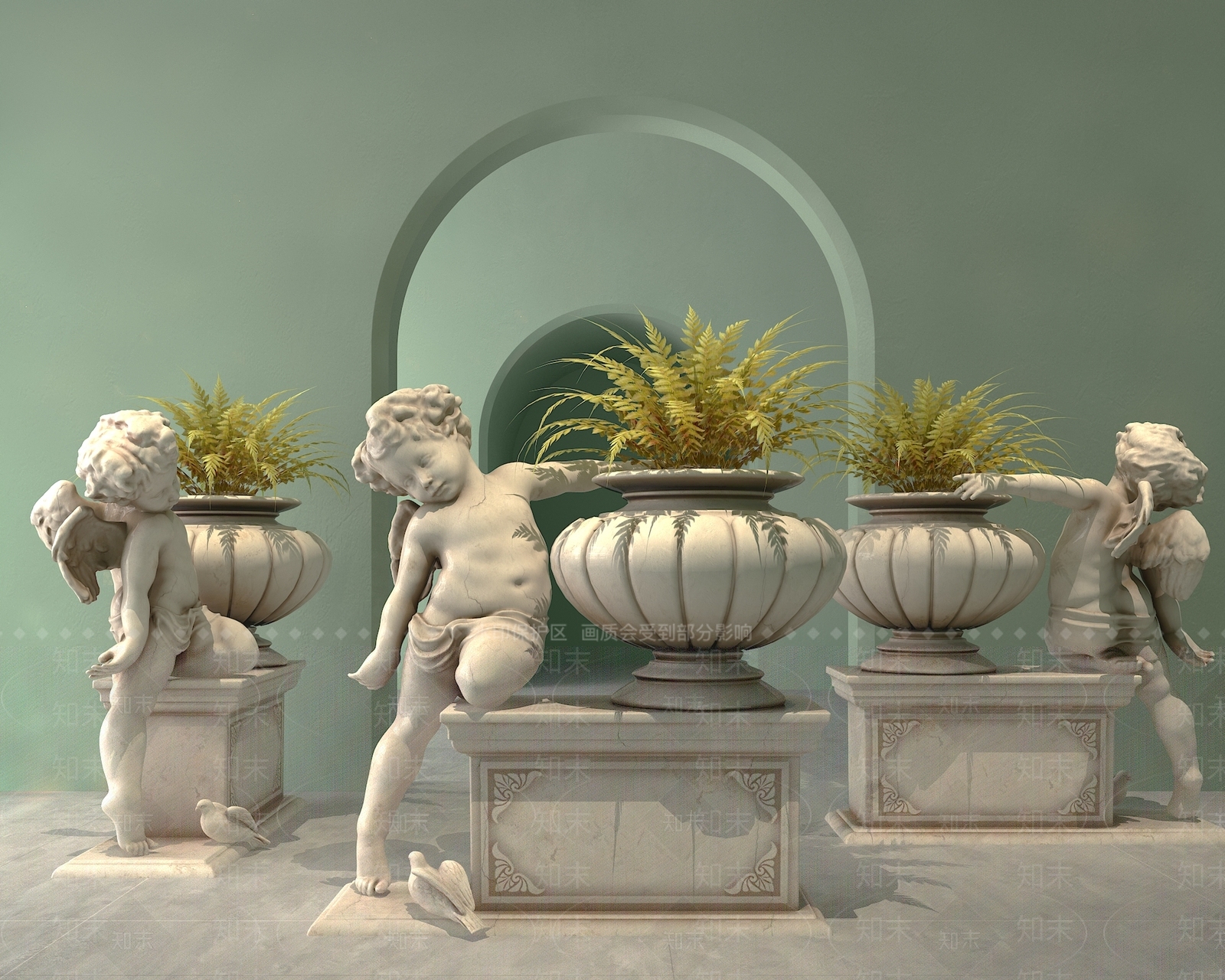 欧式古典天使雕塑3D模型下载【ID:1116347832】