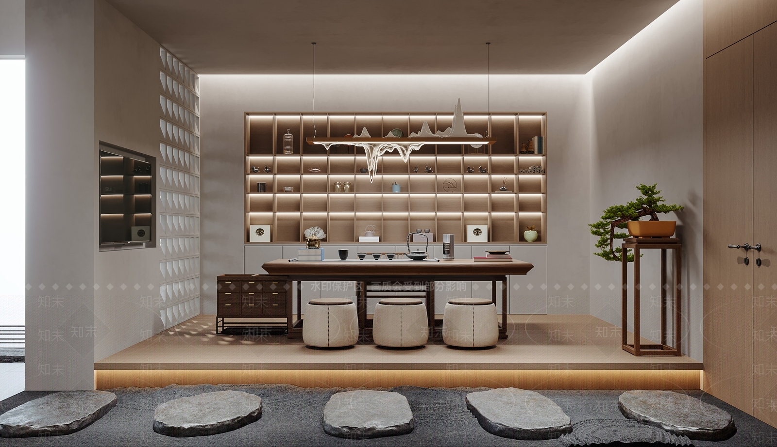 新中式茶楼会所3D模型下载【ID:1116350074】