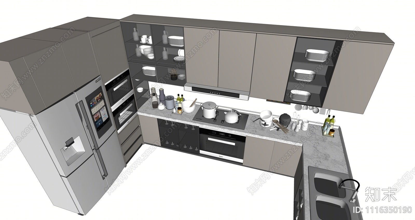 现代橱柜SU模型下载【ID:1116350190】
